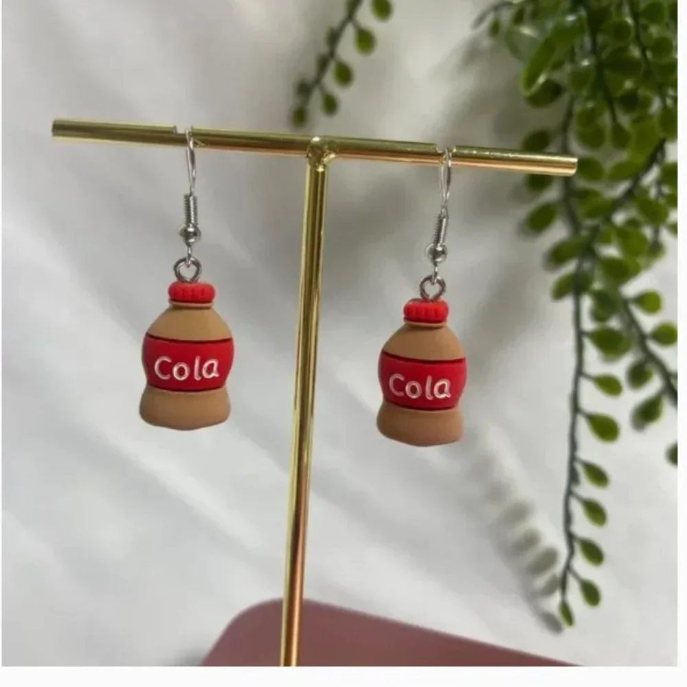⭐️❤️ FREE Soda Coke Coca Cola Bottle Drink Graphic Art Artsy Pop Drop Earrings